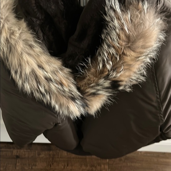 Men's Brown bomber Jacket with Fur Trim (Barney’s NYC) - Picture 7 of 11